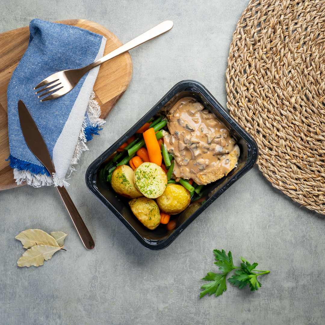 Kyllingbryst med soppsaus – liten porsjon 350 gram
