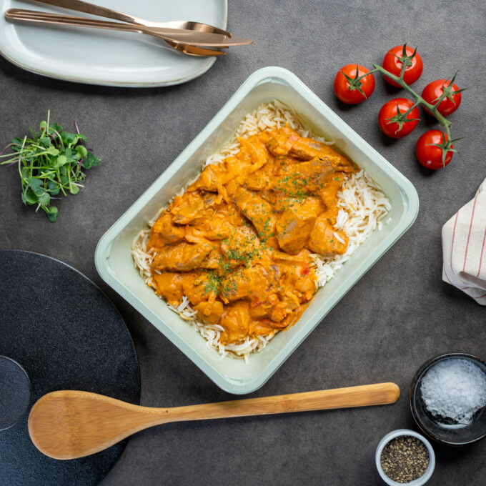 Biff Stroganoff med ris – stor porsjon 500 gram