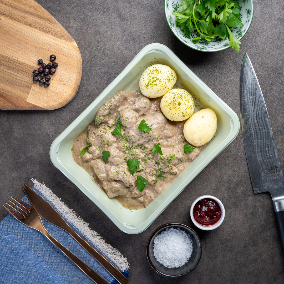 Kremet hjortegryte – stor porsjon 500 gram